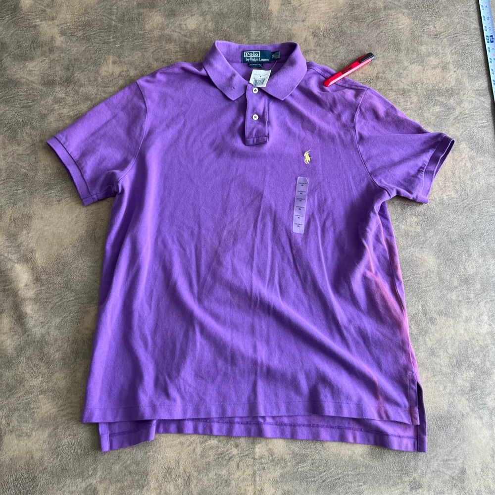 Polo Ralph Lauren Polo Shirt Mens XL *DEFECT* Purple Custom Fit SS Pony